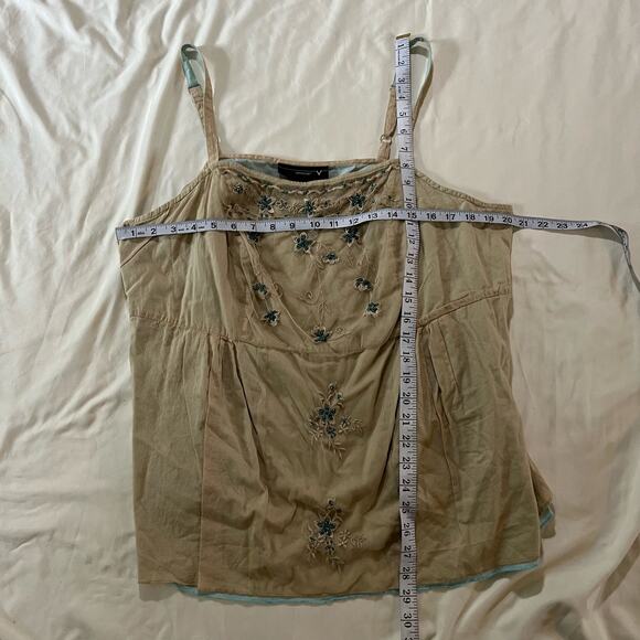 Vtg Y2K 2000s Plus Mesh Overlay Tank Top Floral Embroidery Beaded Wmns 22 - Picture 5 of 5